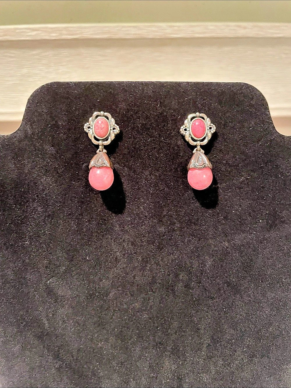Carolyn Pollack Rhodonite Drop Earrings Like New
